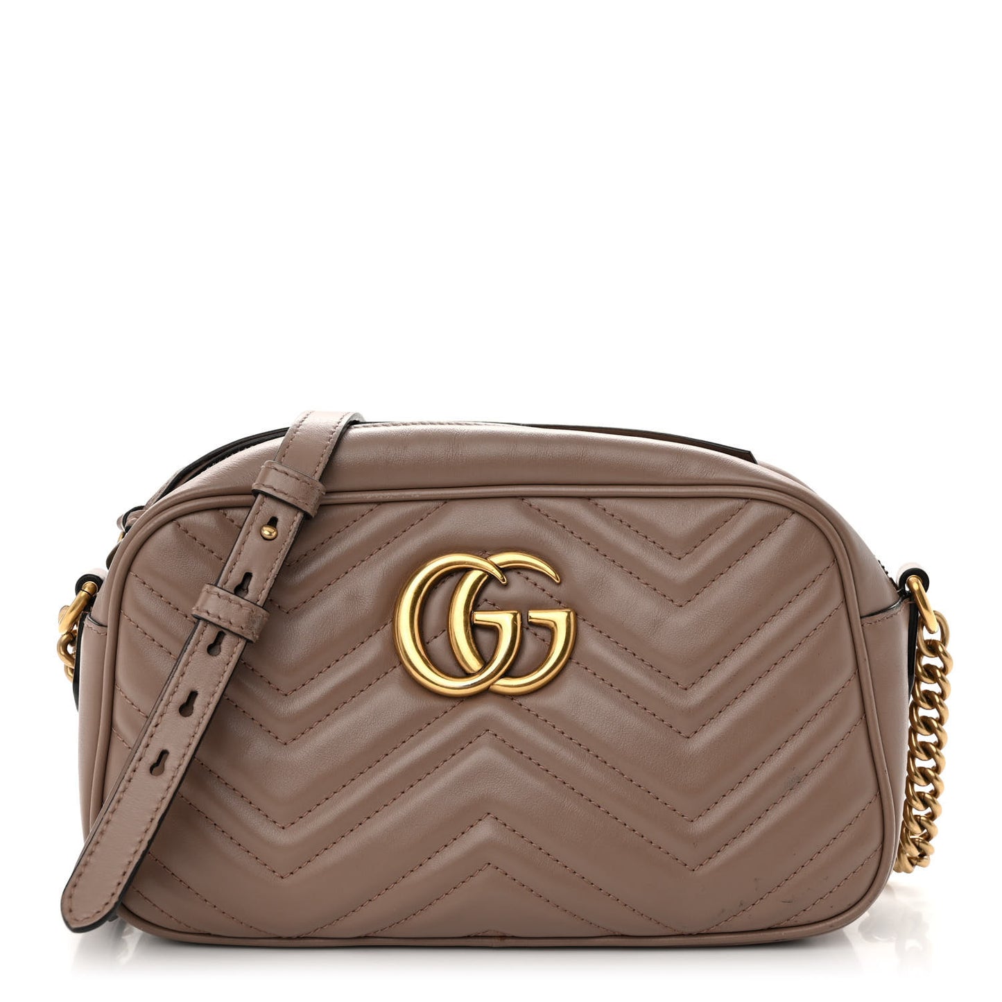 Calfskin Matelasse Small GG Marmont Chain Shoulder Bag Porcelain Rose