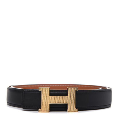 Hermes Swift Epsom 24mm Mini Constance Guilloche H Belt 90 Black Gold 1 of 8
