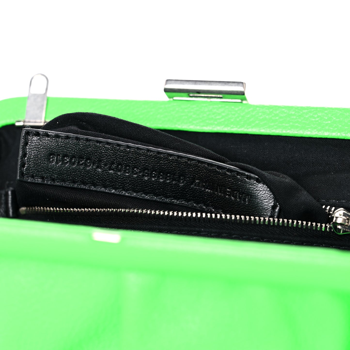 Grained Calfskin Logo Cloud Clutch XS Fluo Green