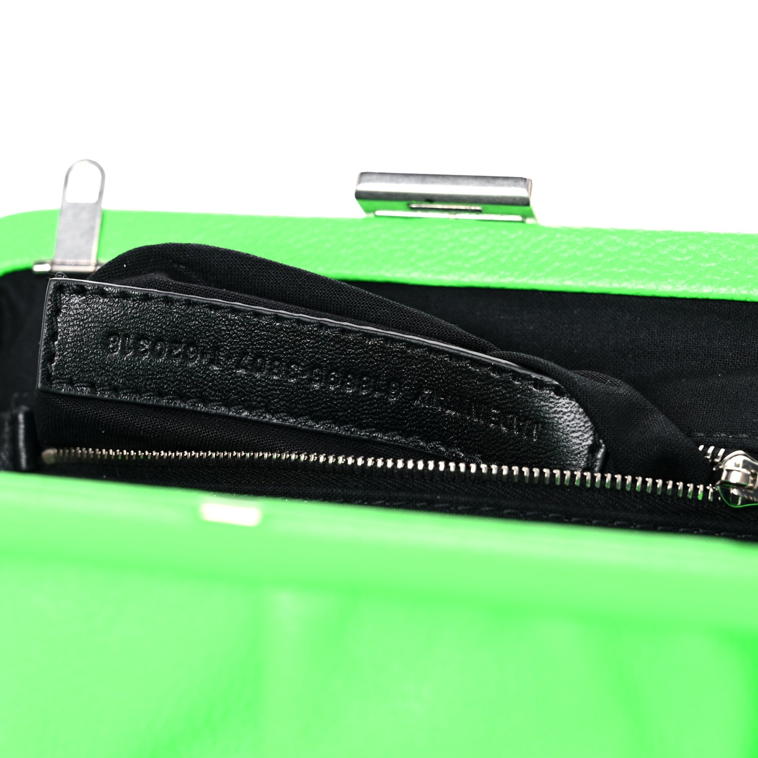 Balenciaga Grained Calfskin Logo Cloud Clutch XS Fluo Green 7 of 12