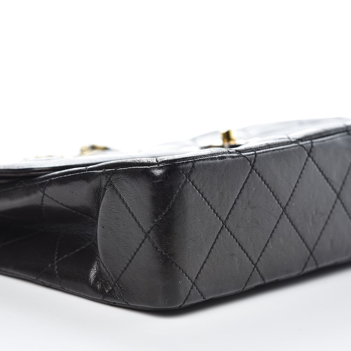 Lambskin Quilted Medium Double Flap Black