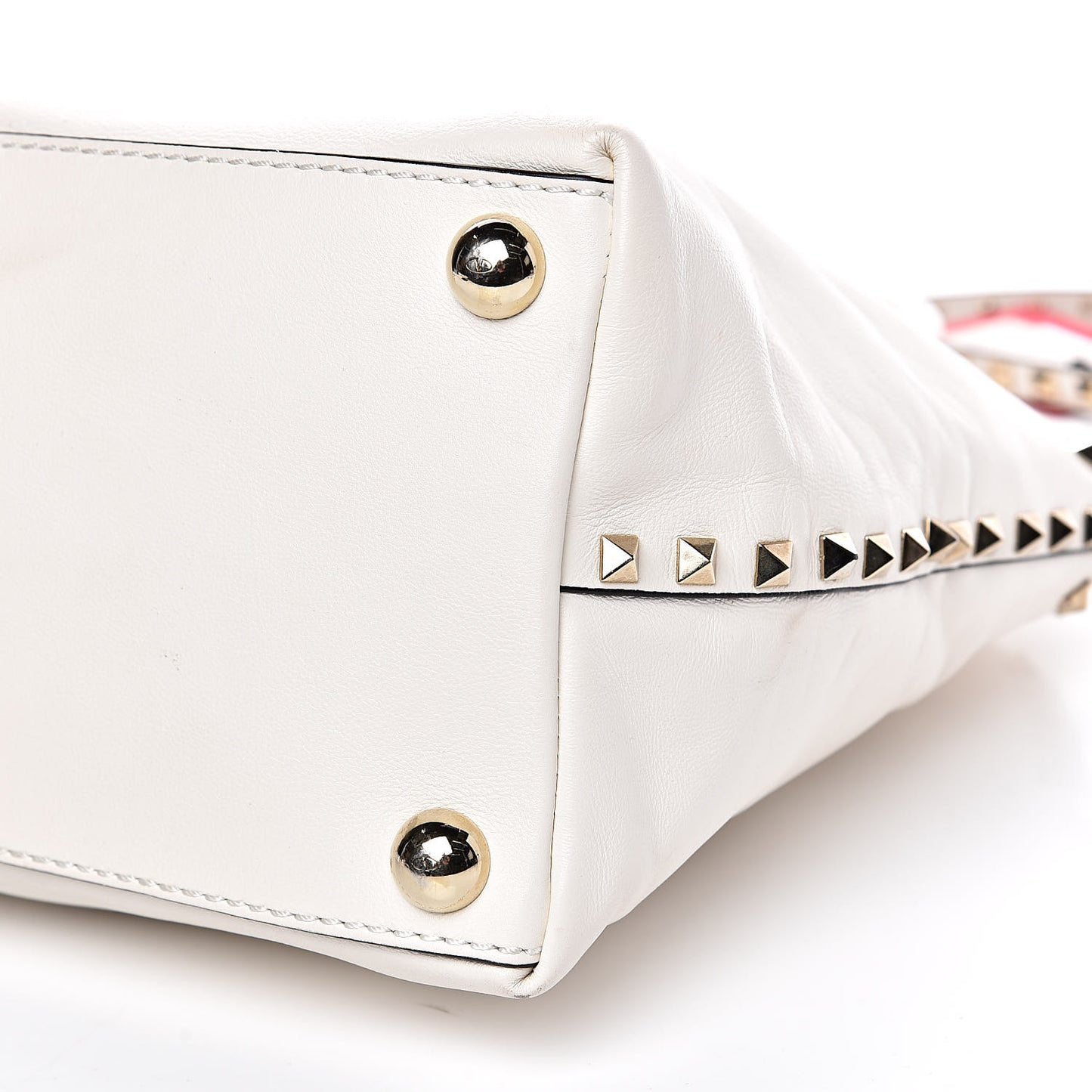 Vitello Rockstud Dome Satchel White