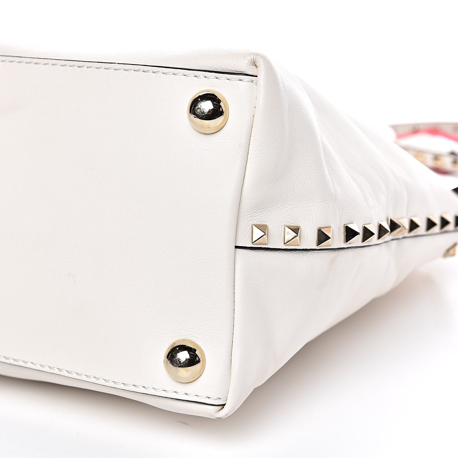 Valentino Garavani Vitello Rockstud Dome Satchel White 9 of 15