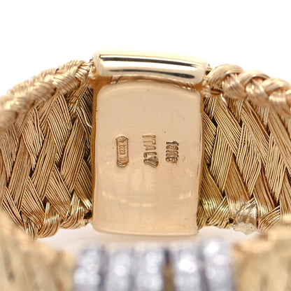 Roberto Coin 18K Yellow White Gold Diamond Wide Silk Mesh Ring 53 6.25 4 of 4