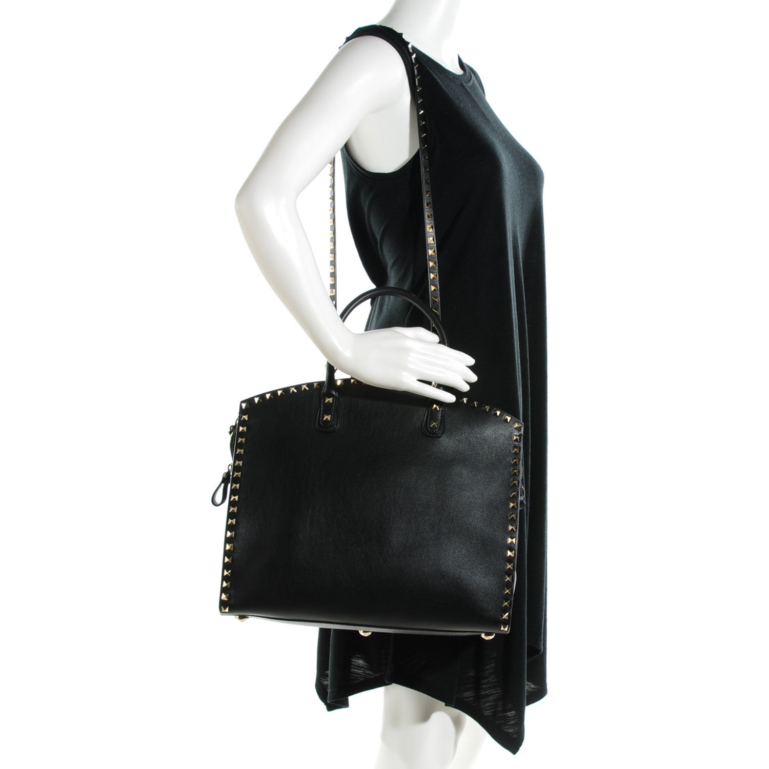 Valentino Garavani Vitello Rockstud Dome Shopper Black 2 of 8