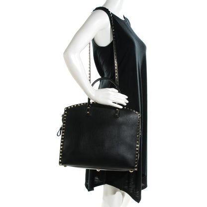 Valentino Garavani Vitello Rockstud Dome Shopper Black 2 of 8