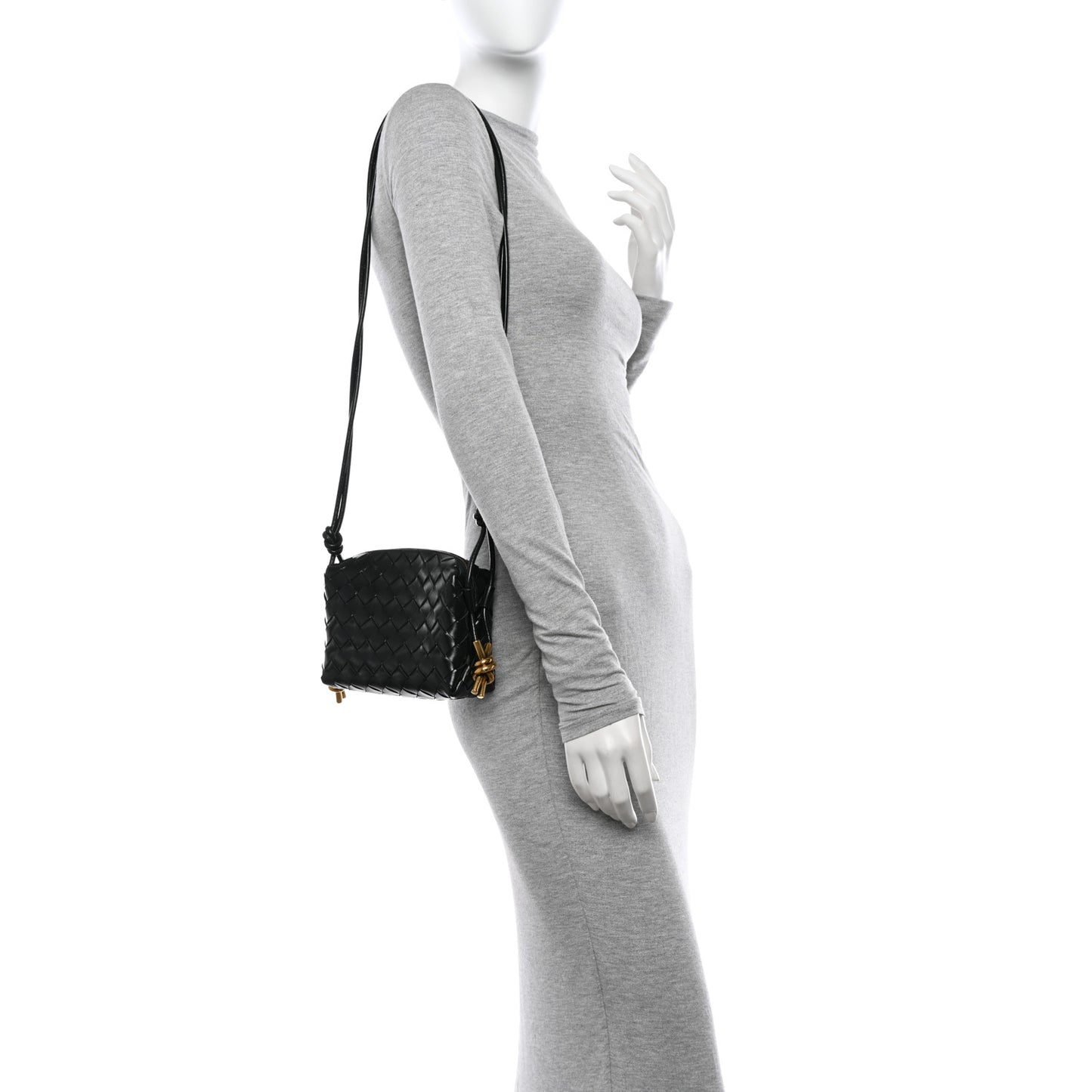 Polished Patent Intrecciato Knot Small Loop Camera Bag Raintree