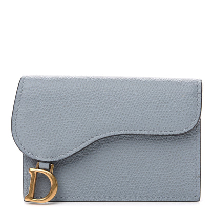 Christian Dior Grained Calfskin Saddle Card Holder Sky Blue 1 of 8