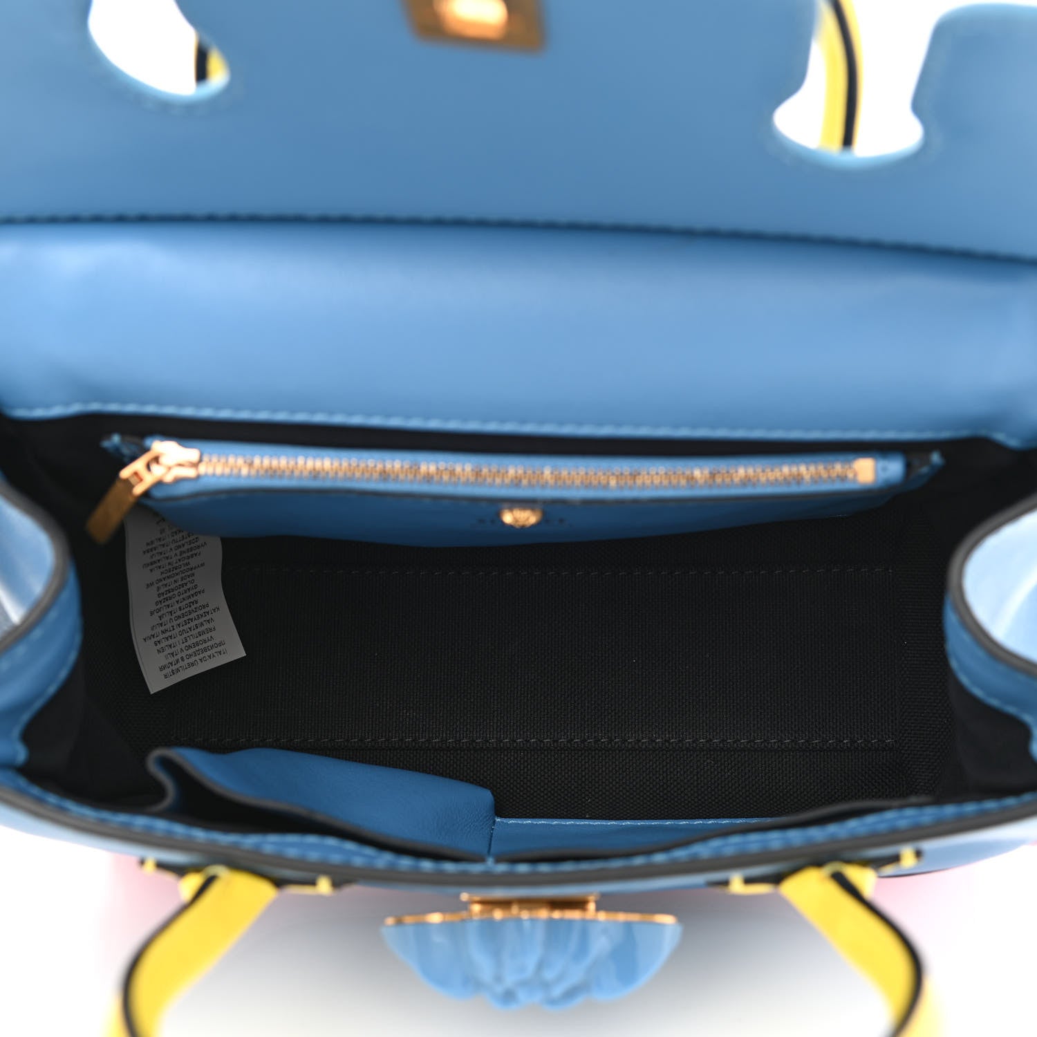 Versace Calfskin Medium Palazzo Empire Bag Blue Pink Yellow 5 of 9