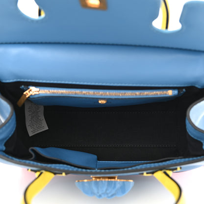 Versace Calfskin Medium Palazzo Empire Bag Blue Pink Yellow 5 of 9