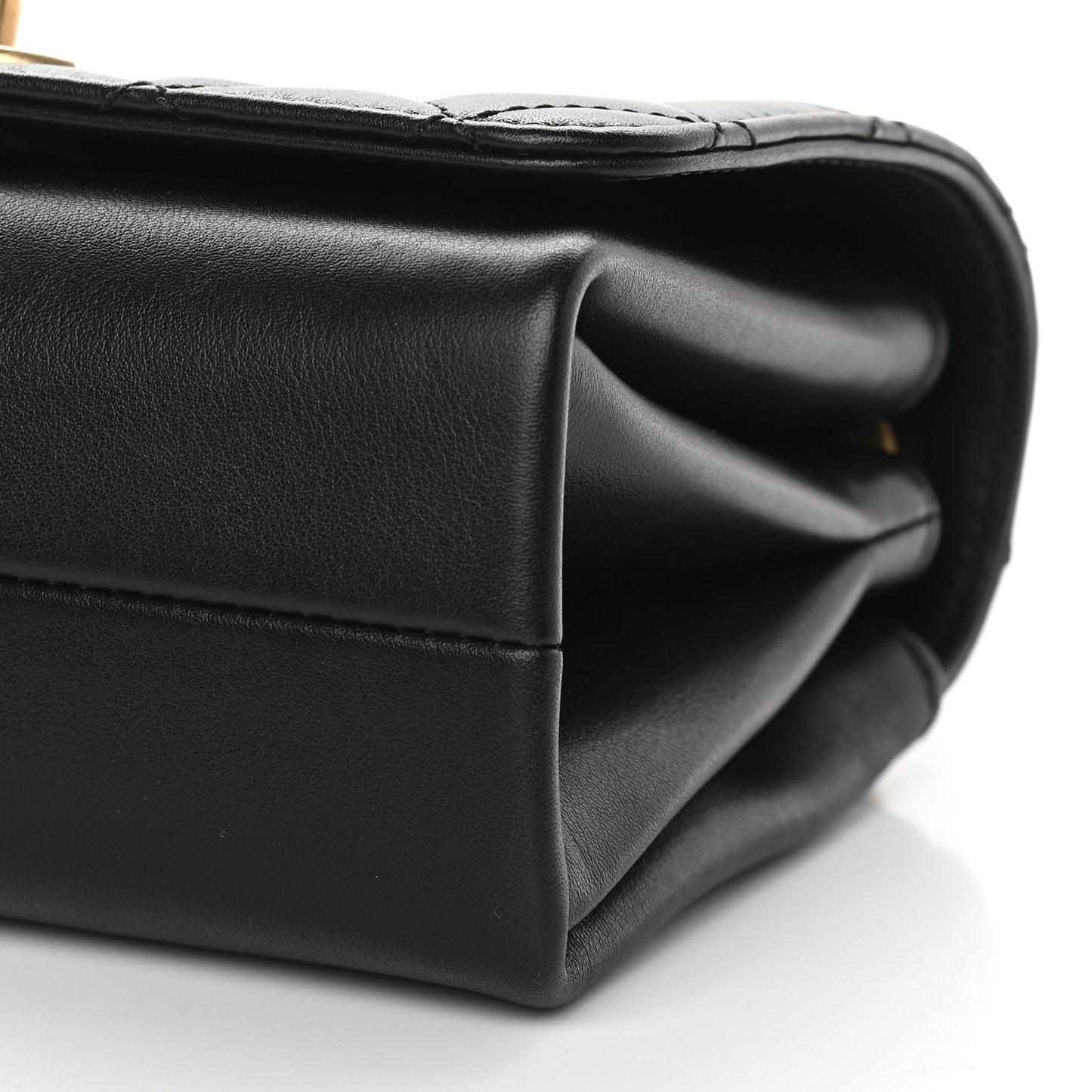 Calfskin Quilted Pearl Jewel Chain Flap Black