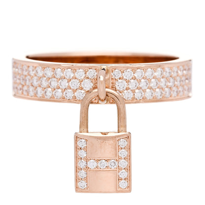 Hermes 18K Rose Gold Diamond MM Kelly Clochette Ring 53 6.5 1 of 6