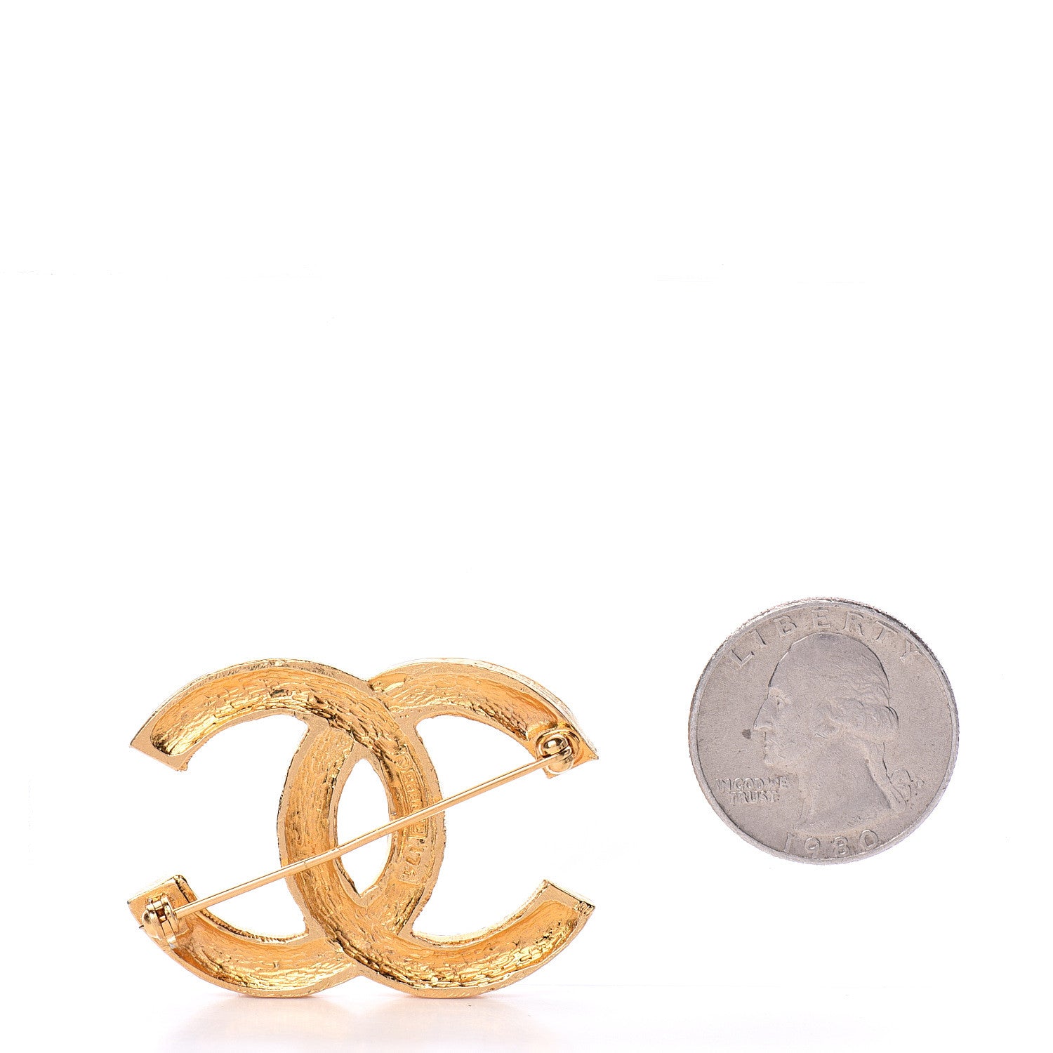 Chanel Crystal CC Brooch Light Gold 2 of 4