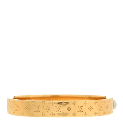 Louis Vuitton Brass Monogram Nanogram Cuff S Gold 3 of 7