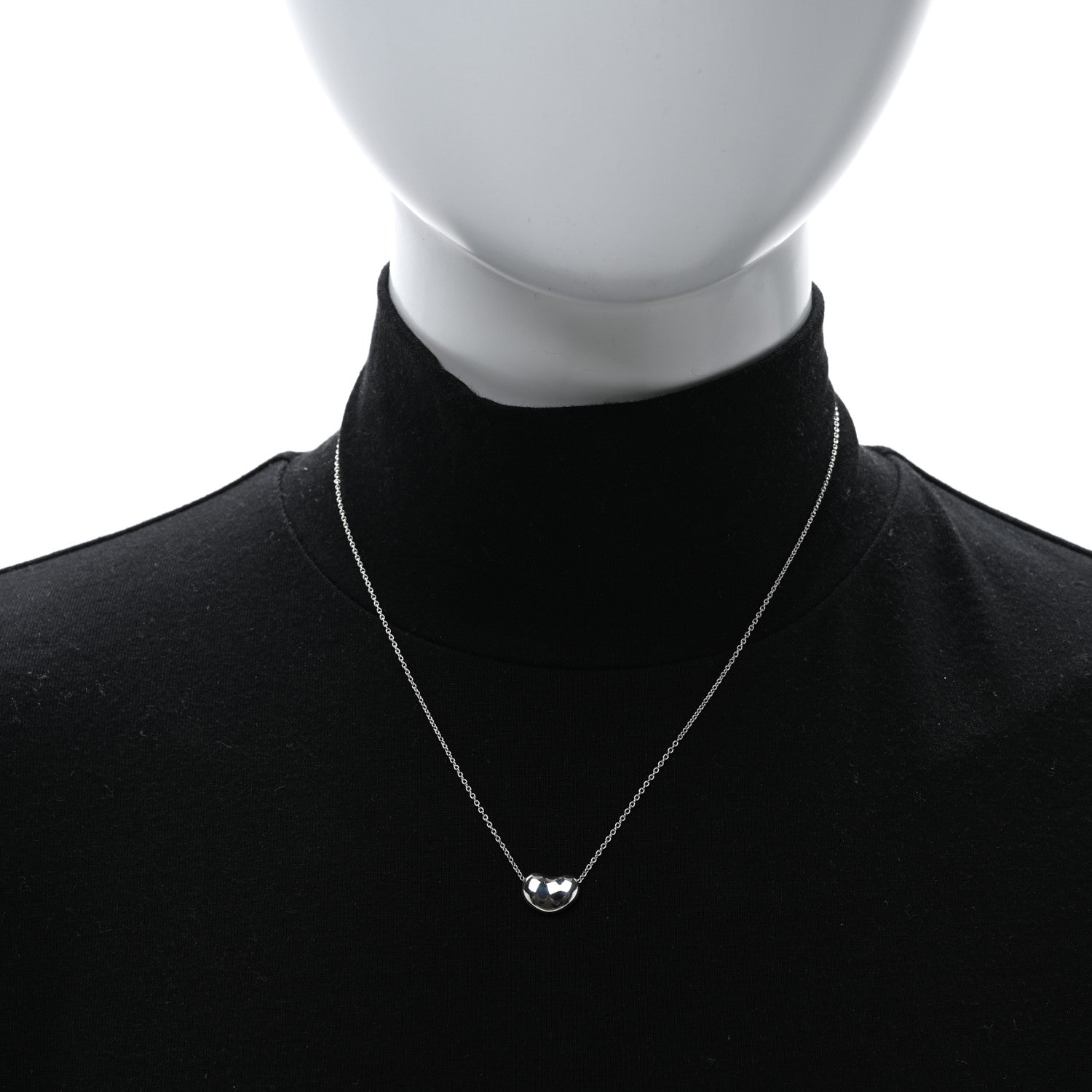 Tiffany Sterling Silver 12mm Elsa Peretti Bean Pendant Necklace 3 of 4