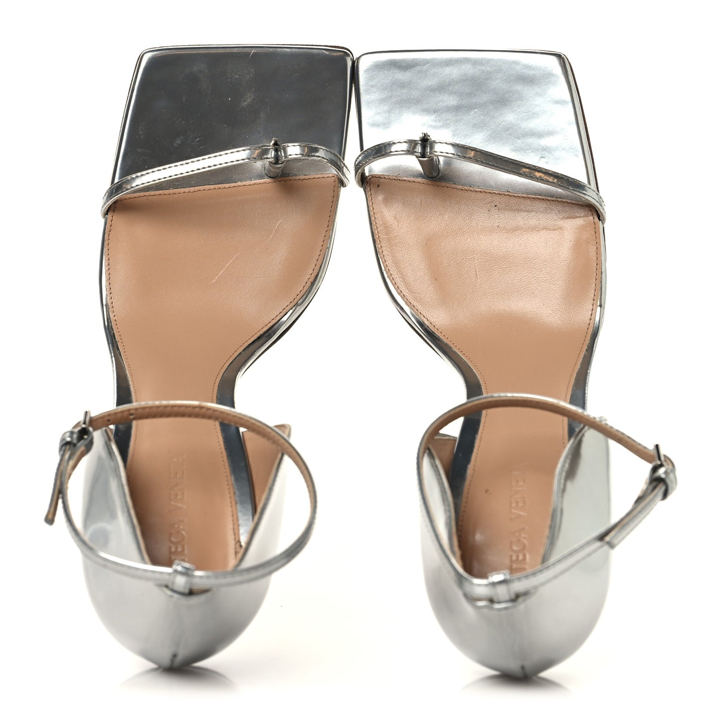 Mirror Calfskin Stretch 90mm Sandals 39 Silver
