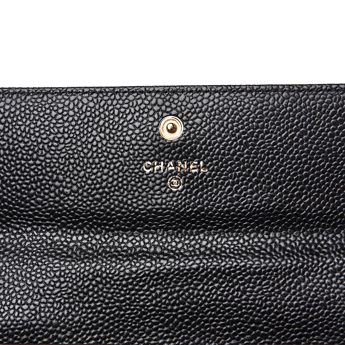 Caviar Quilted Large Gusset Flap Wallet Black