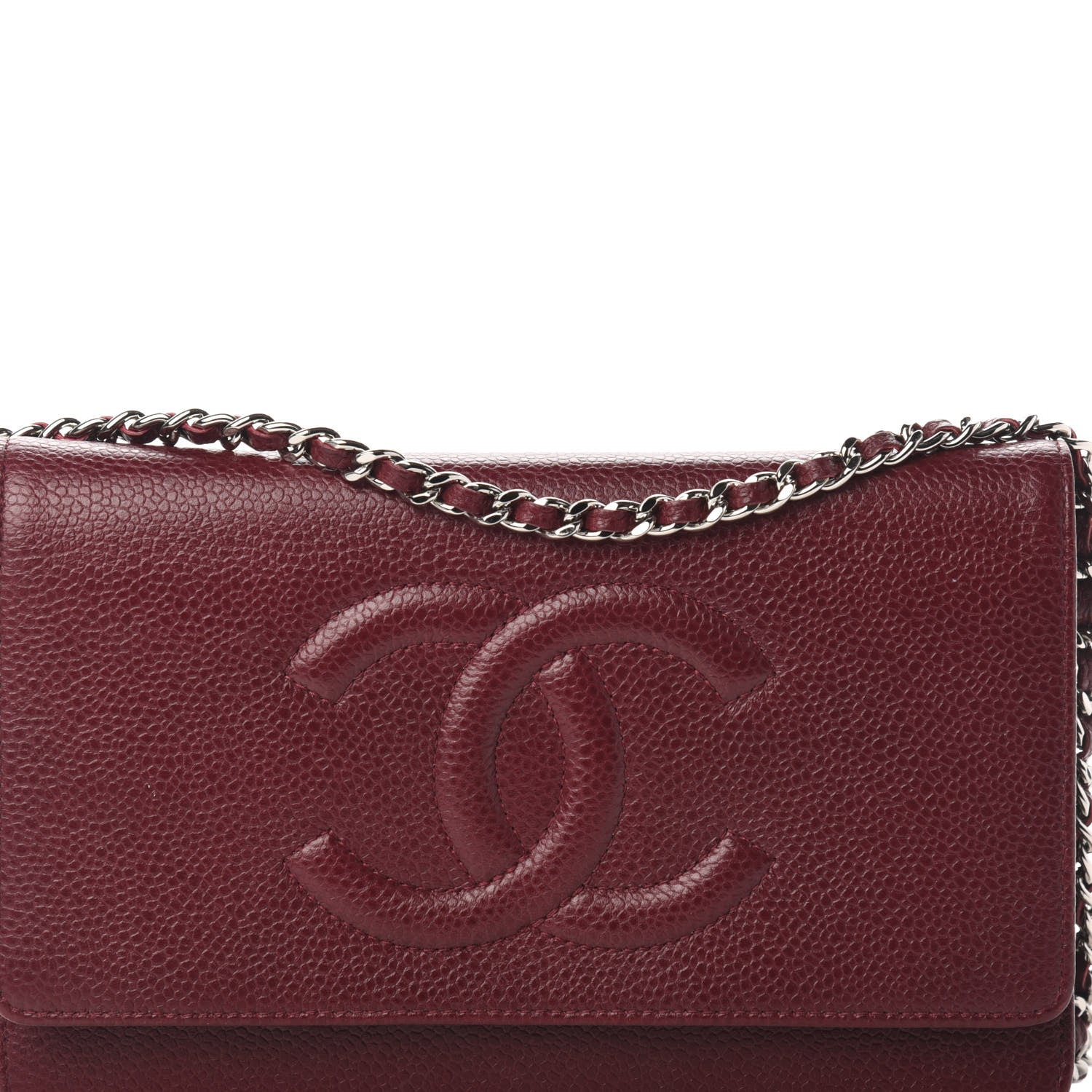 Chanel Caviar Timeless CC Wallet on Chain WOC Dark Red 16 of 16