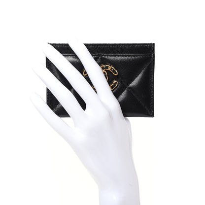 Chanel Shiny Goatskin Quilted Chanel 19 Card Holder Black 2 of 8