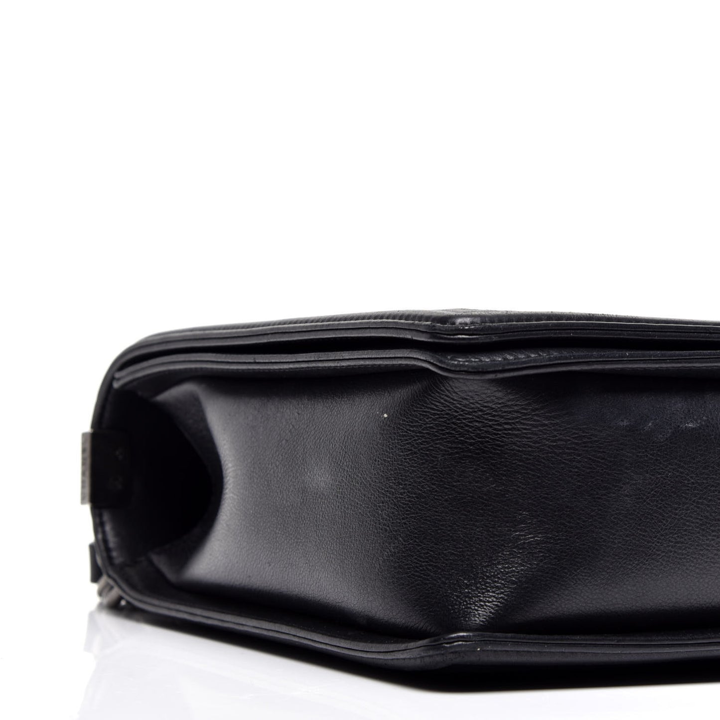 Calfskin Quilted Large Boy Flap Black