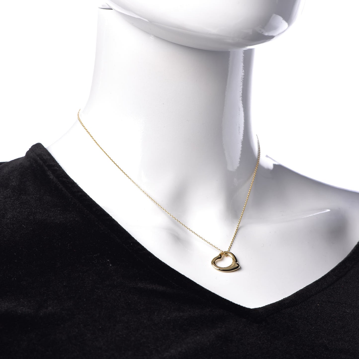 18K Yellow Gold 16mm Elsa Peretti Open Heart Pendant Necklace