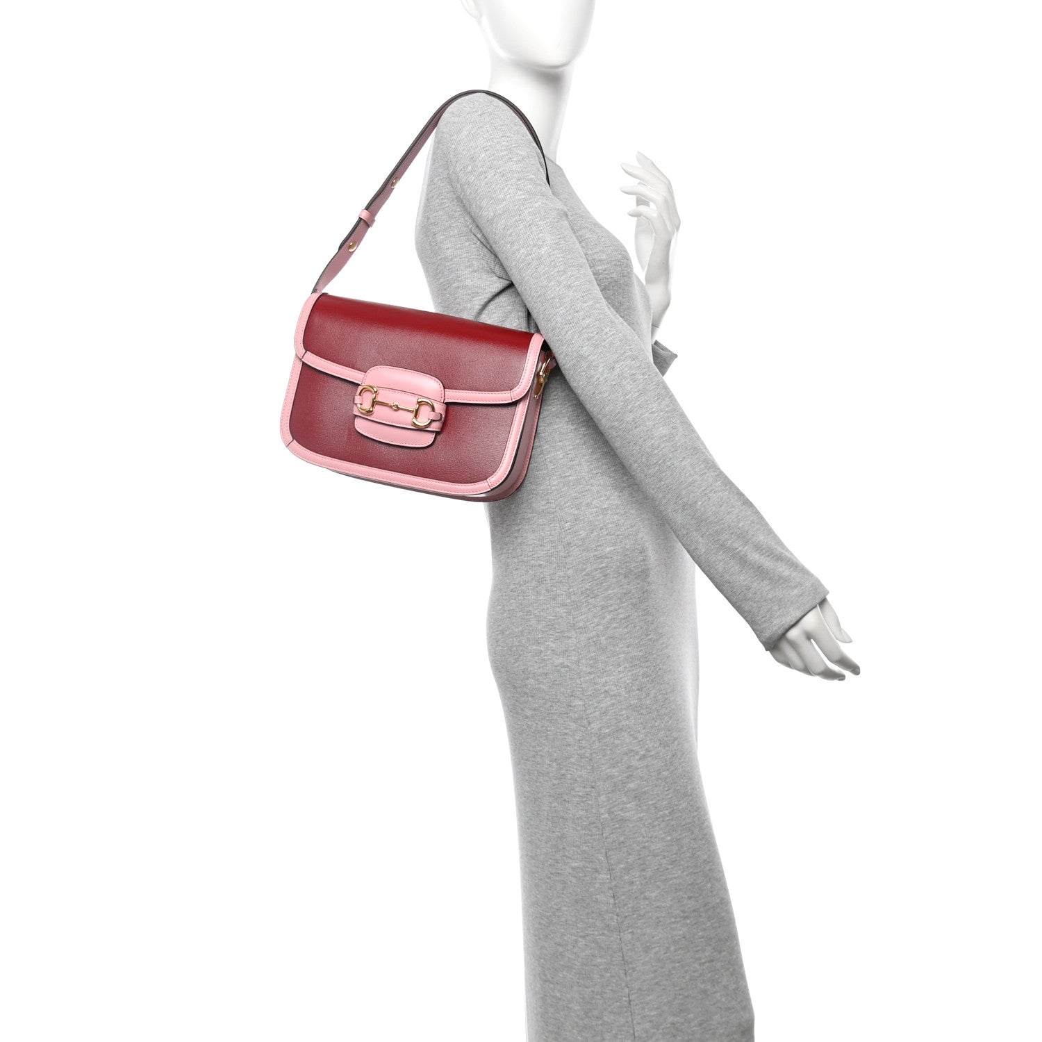 Gucci Azalea Calfskin Horsebit 1955 Shoulder Bag New Cherry Red Wild Rose 2 of 10
