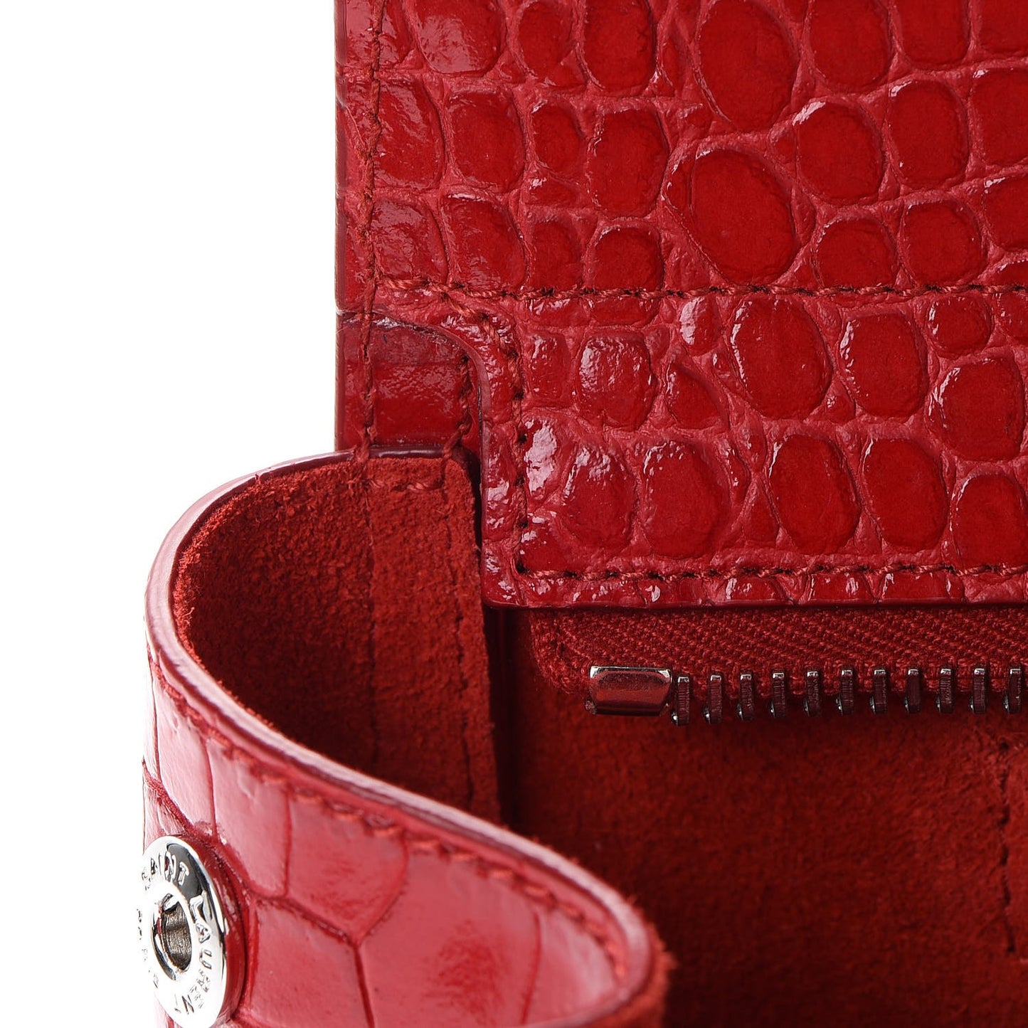 Calfskin Crocodile Embossed Small Cabas Rive Gauche Red