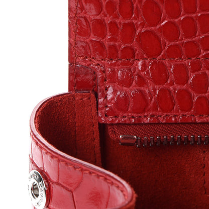 Saint Laurent Calfskin Crocodile Embossed Small Cabas Rive Gauche Red 10 of 14