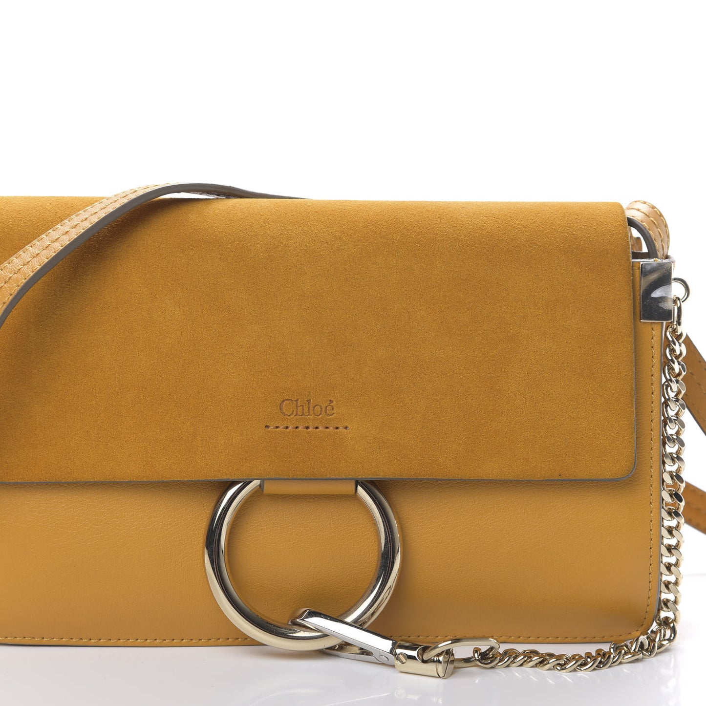 Suede Calfskin Small Faye Shoulder Bag Sunflower