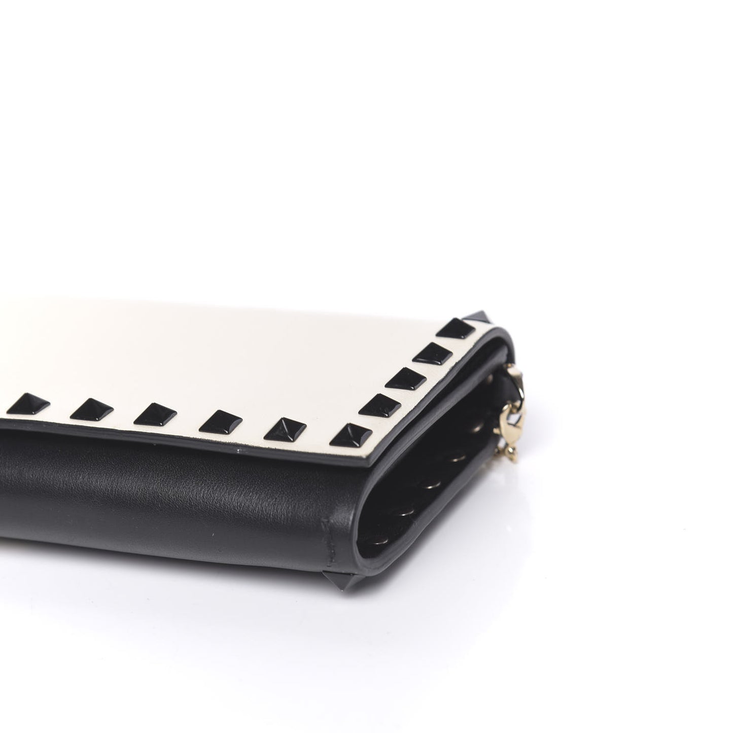 Vitello Rockstud Flap Wallet On Chain Ivory Black