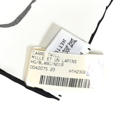 Hermes Silk Mille Et Un Lapins Scarf 90 White Black 3 of 5
