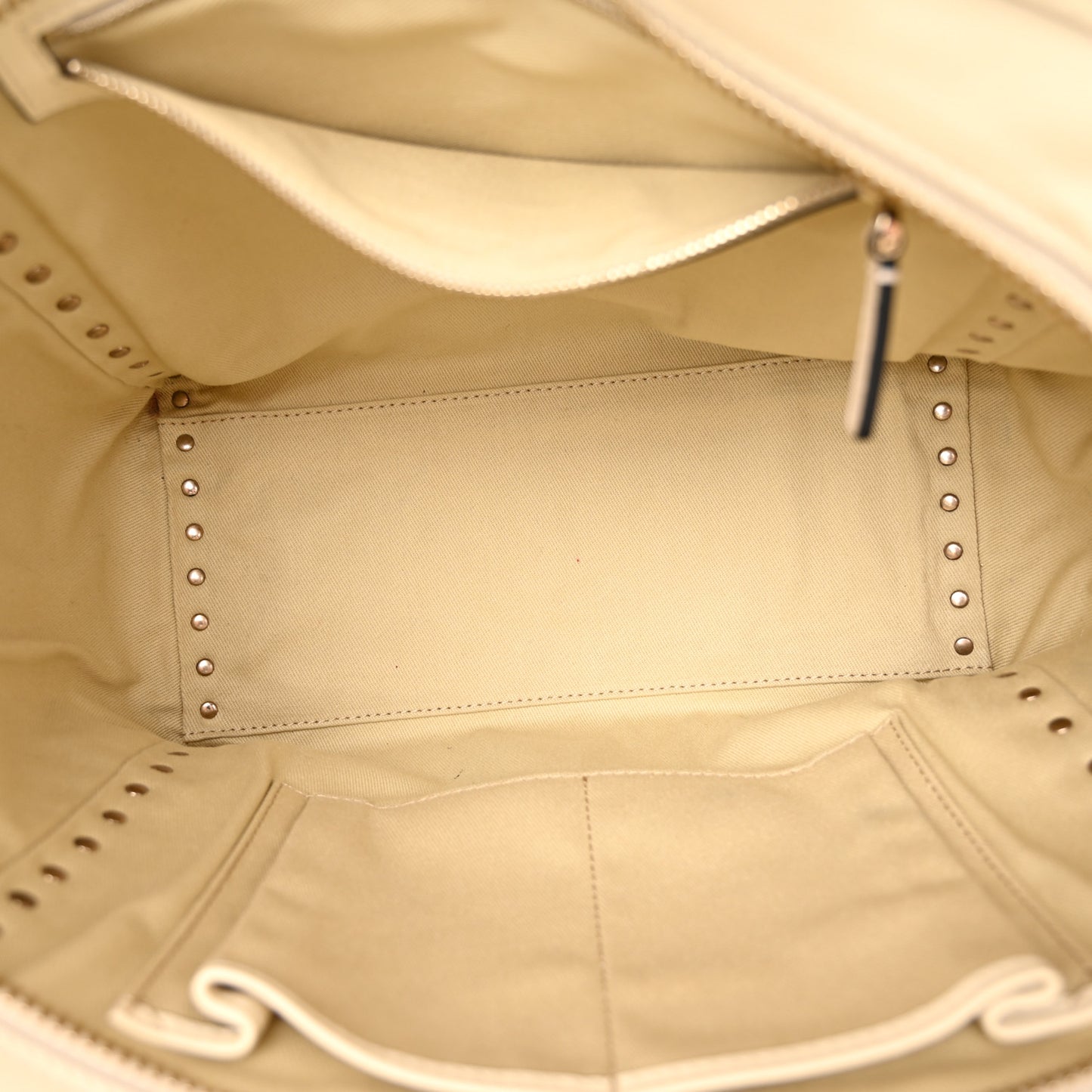 Vitello Small Rockstud Double Handle Tote Ivory