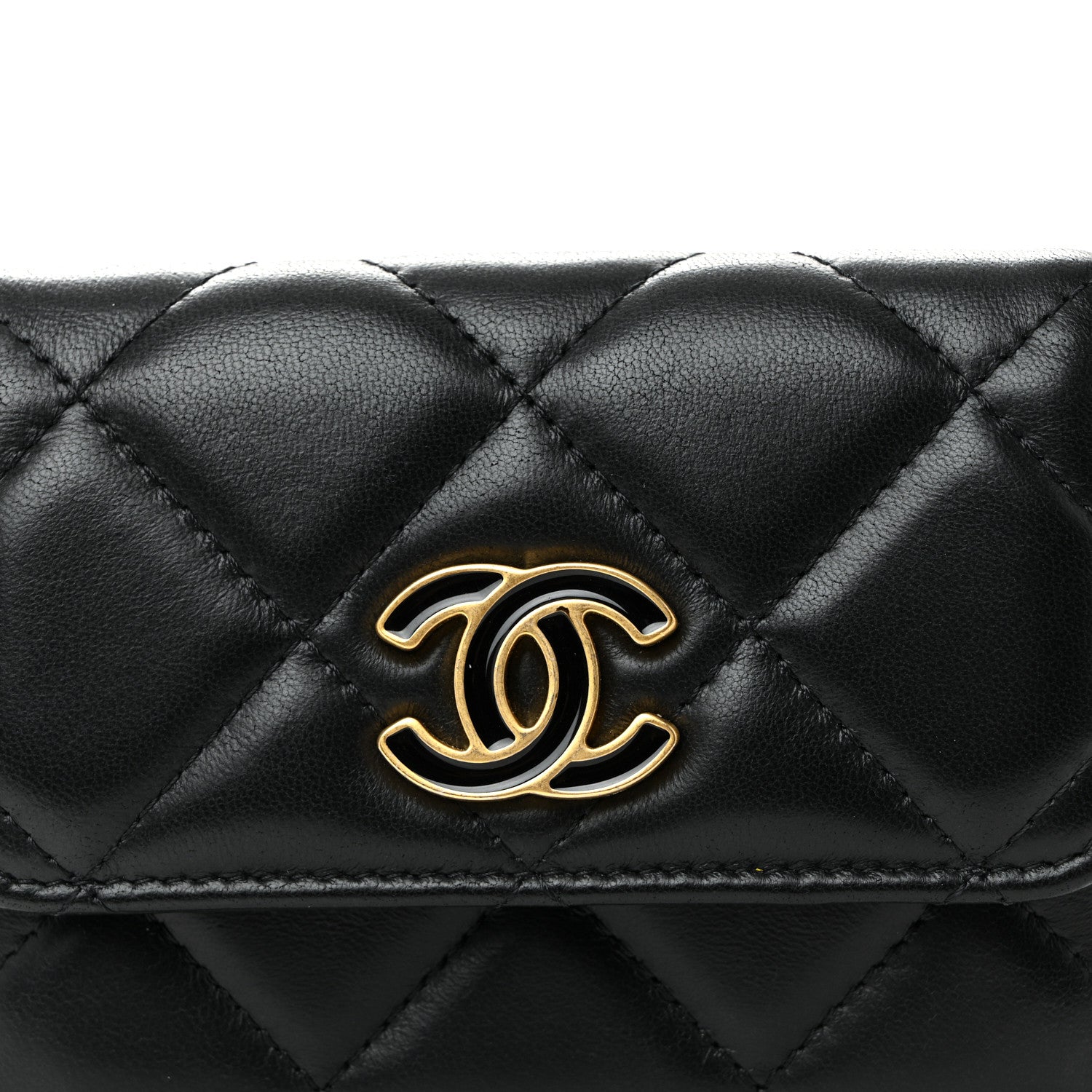 Chanel Lambskin Enamel Quilted Pending CC Flap Belt Bag Black 9 of 11