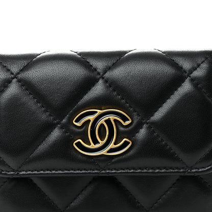 Chanel Lambskin Enamel Quilted Pending CC Flap Belt Bag Black 9 of 11