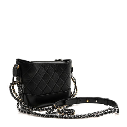 Chanel Aged Calfskin Quilted Small Gabrielle Hobo Black 3 of 11