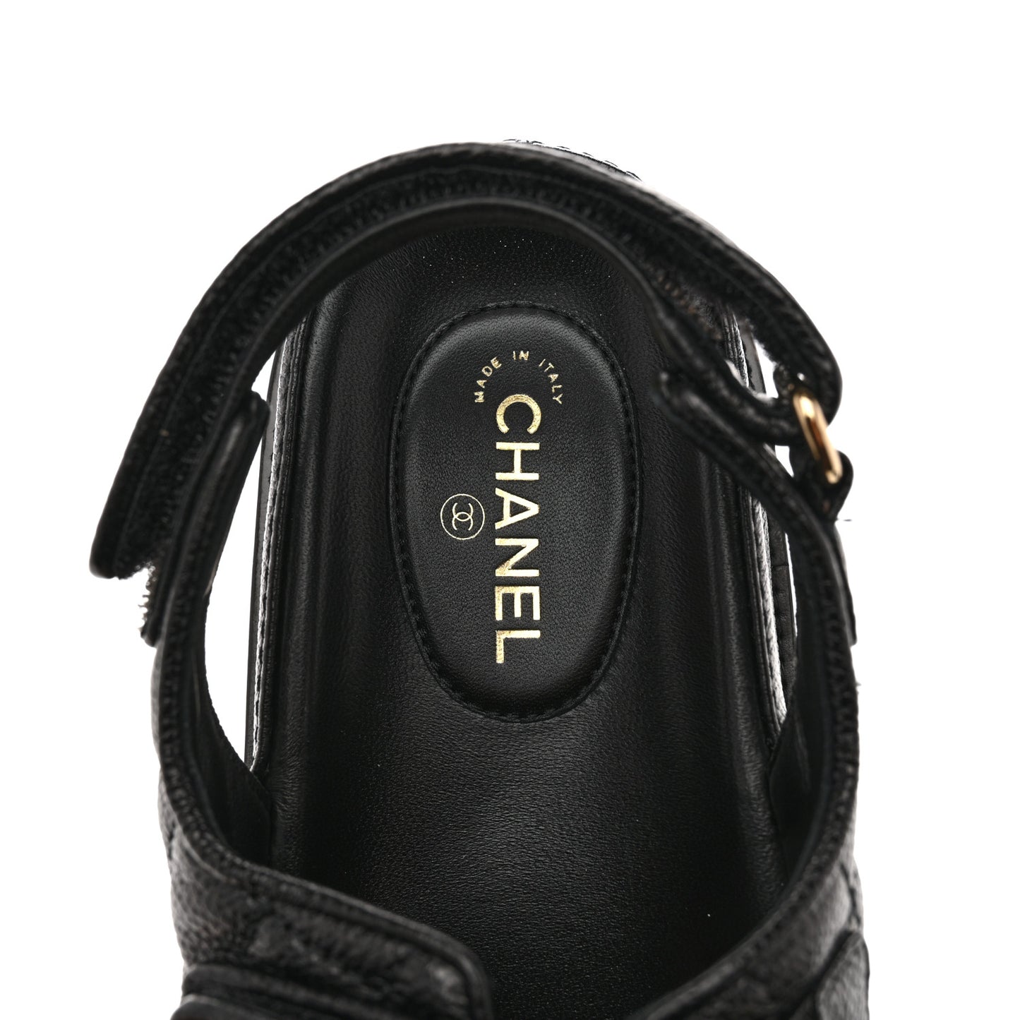 Grained Calfskin Velcro Dad Sandals 38 Black