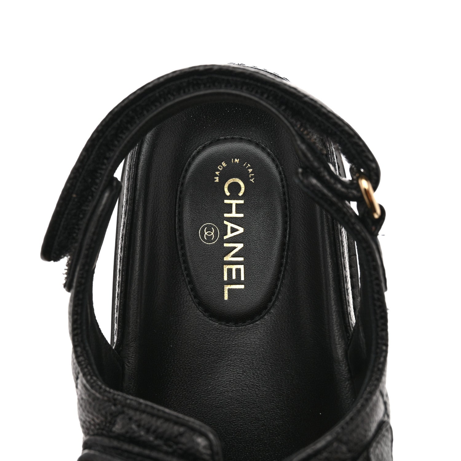Chanel Grained Calfskin Velcro Dad Sandals 38 Black 7 of 10