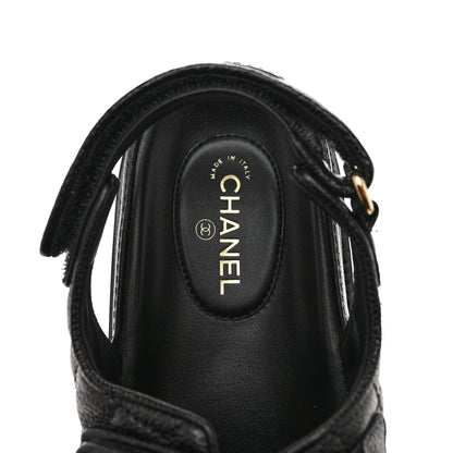 Chanel Grained Calfskin Velcro Dad Sandals 38 Black 7 of 10