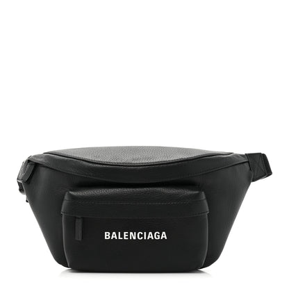 Balenciaga Smooth Calfskin Logo Large Everyday Beltpack Black White 1 of 9