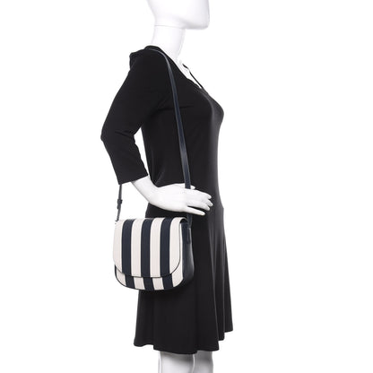 Mansur Gavriel Lambskin Stripe Flap Crossbody Bag Navy White 2 of 10
