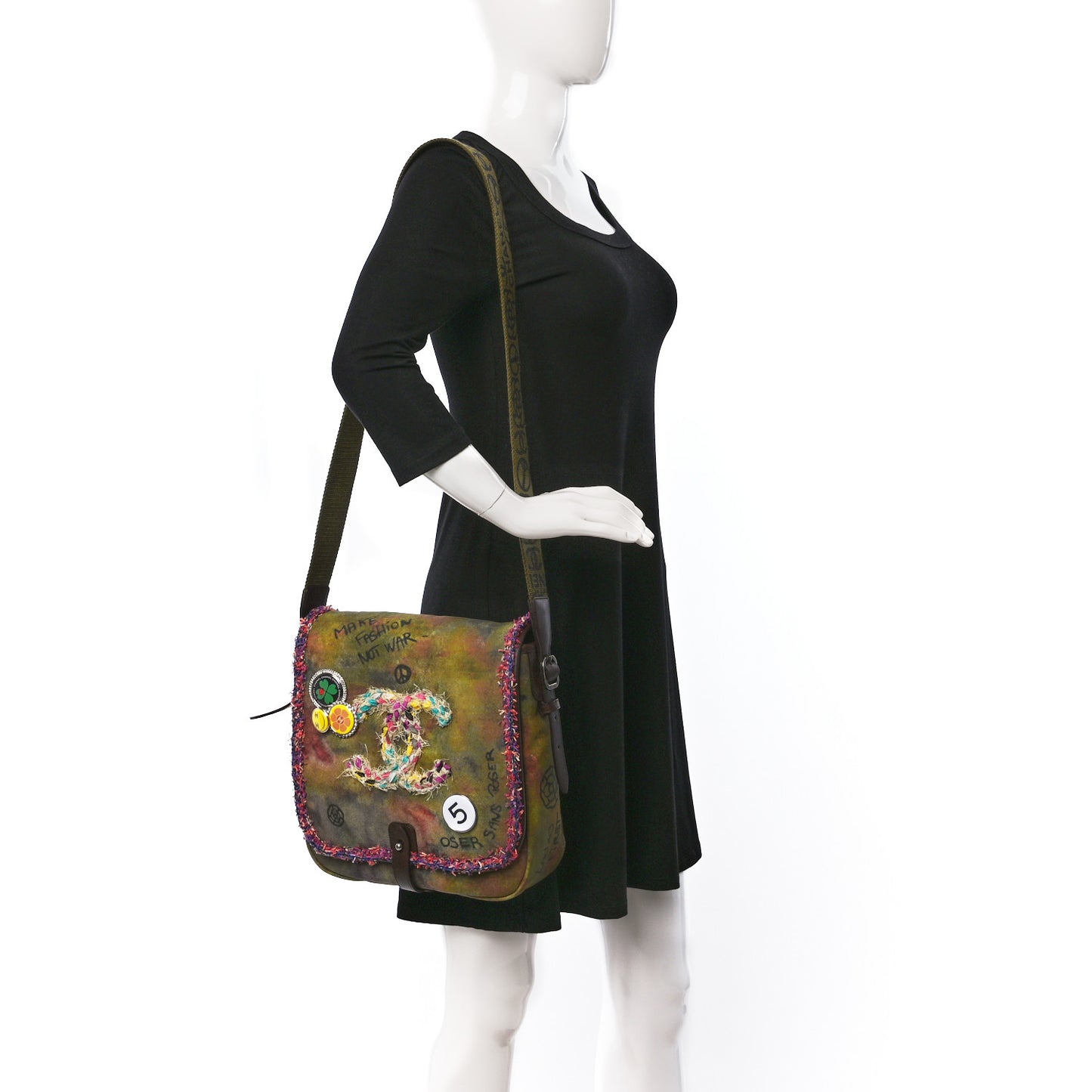 Washed Toile Graffiti On The Pavements Messenger Khaki Multicolor