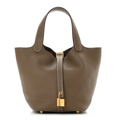 Hermes Taurillon Clemence Picotin Lock 18 PM Etoupe 1 of 10