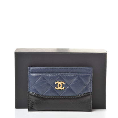 Chanel Aged Calfskin Quilted Gabrielle Card Holder Wallet Navy Black 9 of 9