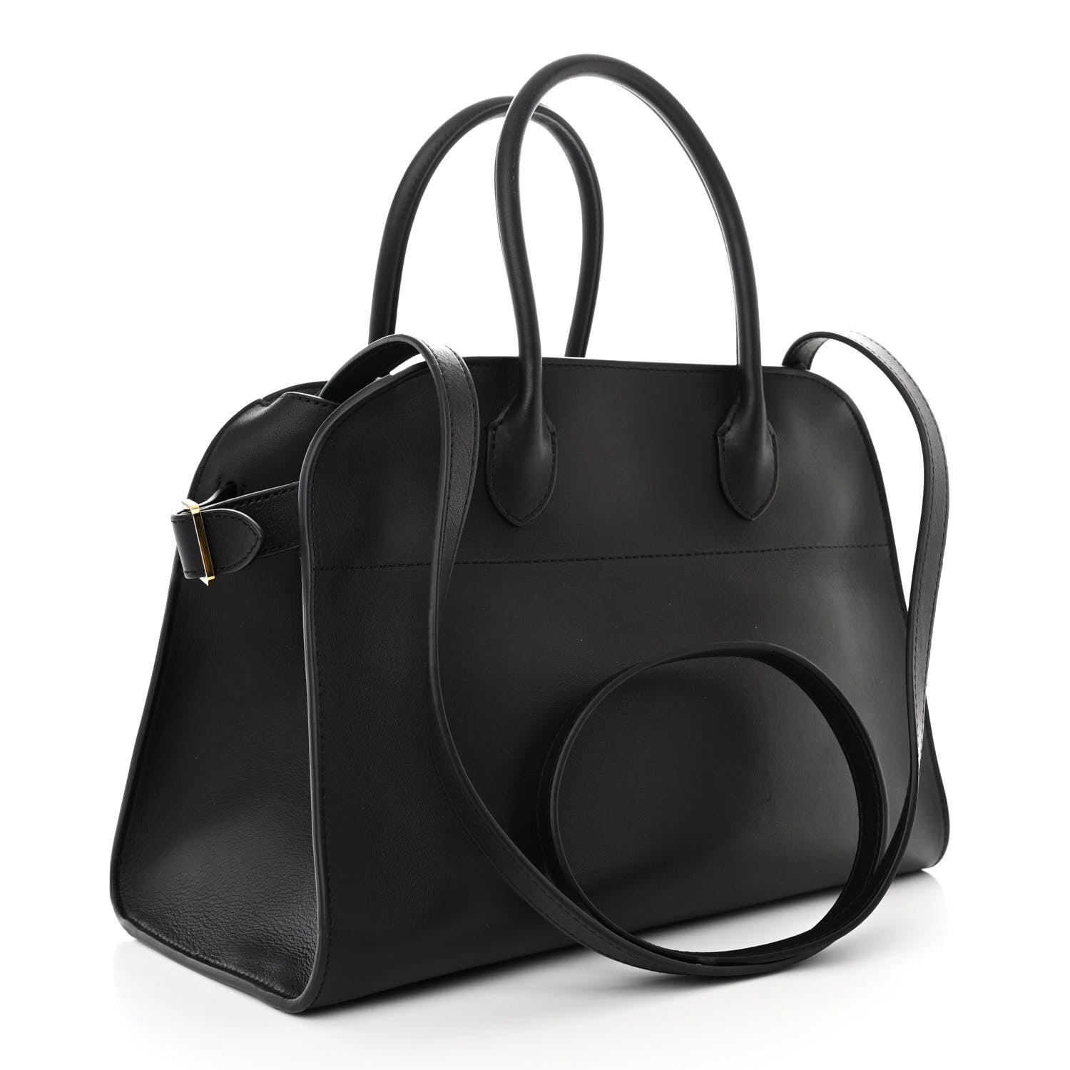 The Row Polished Saddle Calfskin Soft Margaux 12 Black 3 of 9