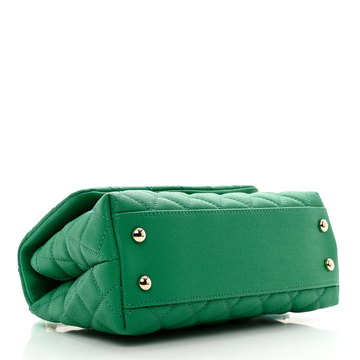 Caviar Quilted Mini Coco Handle Flap Green