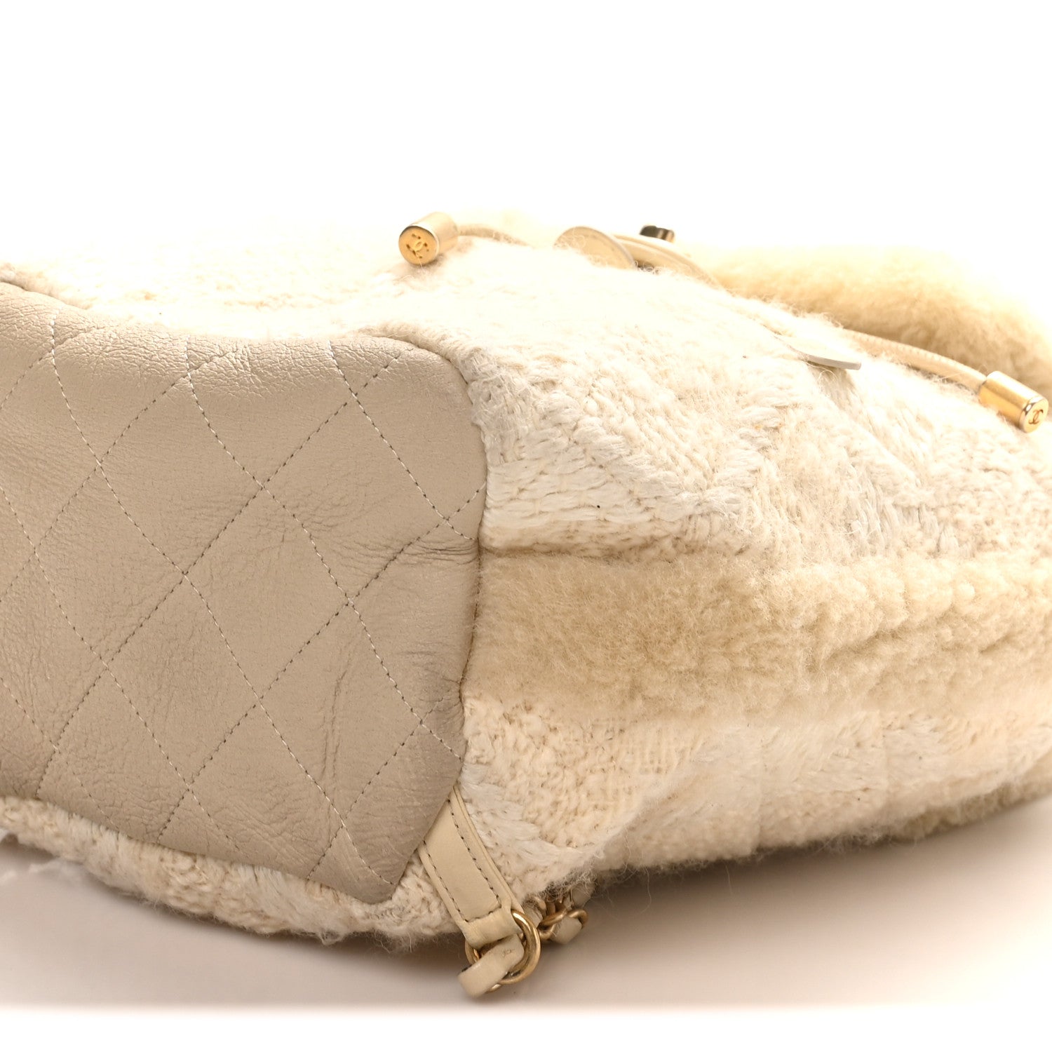 Chanel Tweed Shearling Quilted CC Backpack White 9 of 9