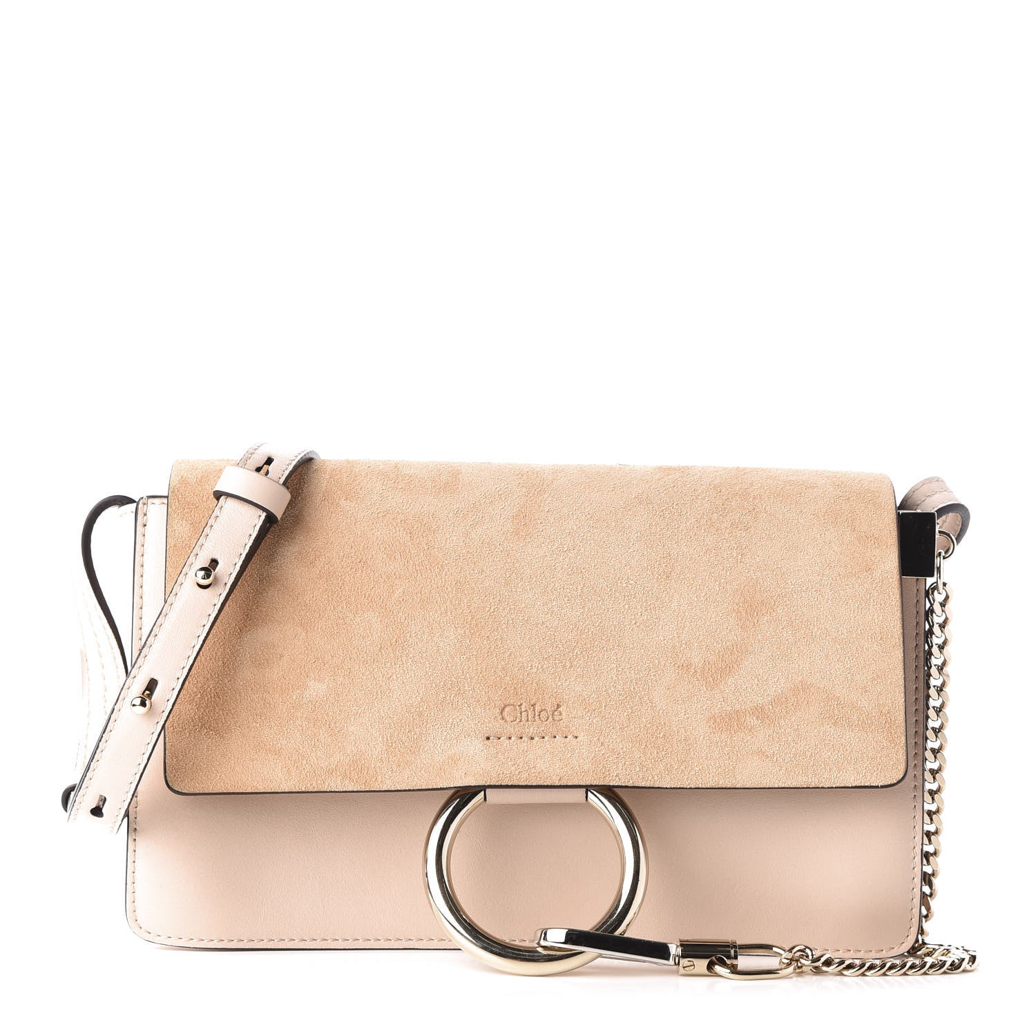 Chloe Suede Calfskin Small Faye Shoulder Bag Cement Pink 1 of 11