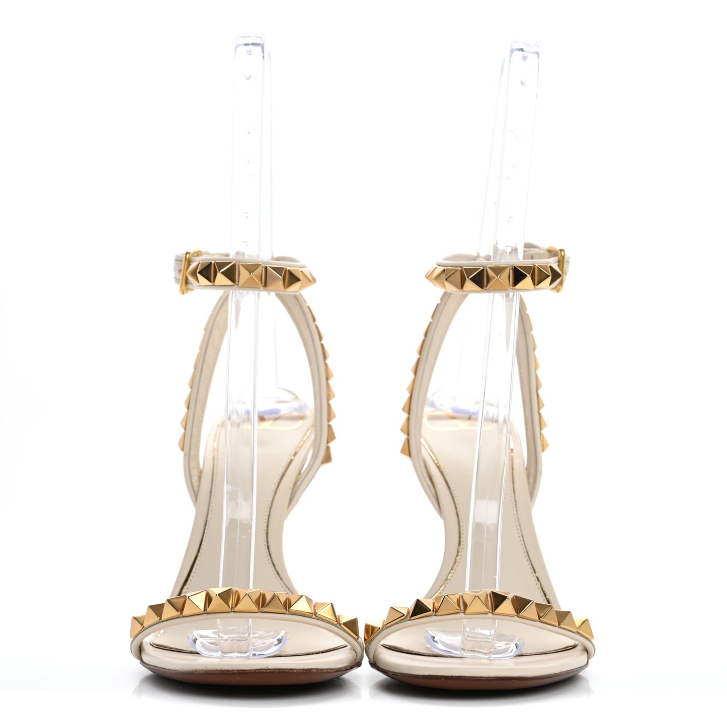 Calfskin Rockstud No Limit High-Heel Sandals 39.5 Light Ivory