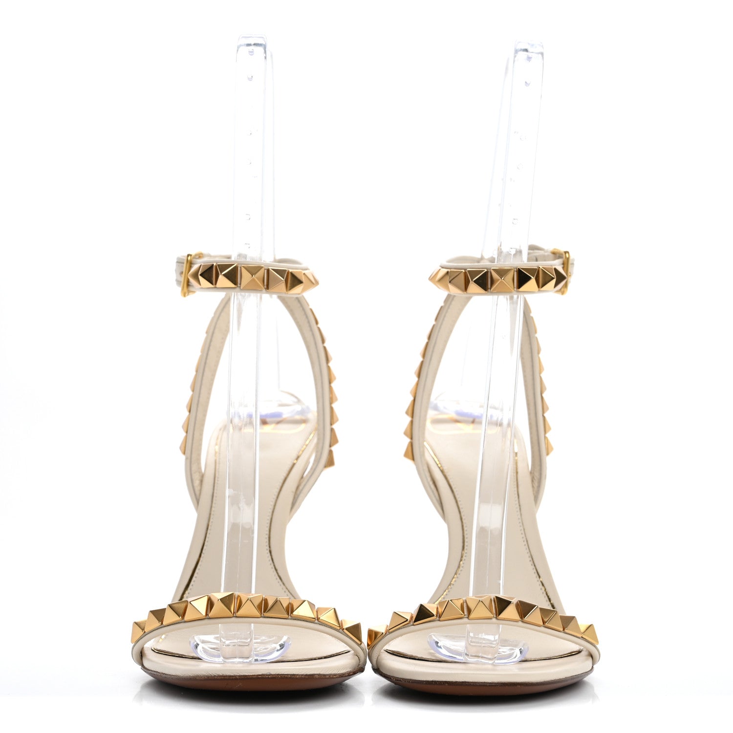 Valentino Garavani Calfskin Rockstud No Limit High-Heel Sandals 39.5 Light Ivory 3 of 16