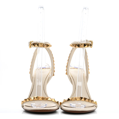 Valentino Garavani Calfskin Rockstud No Limit High-Heel Sandals 39.5 Light Ivory 3 of 16